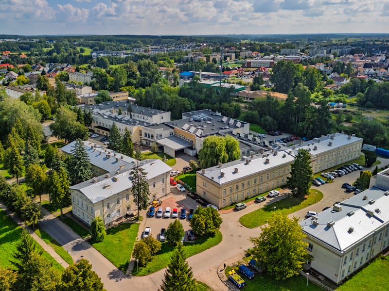 Kompleks szpitala psychiatrycznego w Choroszczy widziany z lotu ptaka